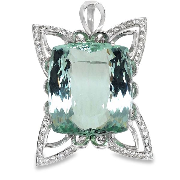 Aquamarine and Diamond Pendant