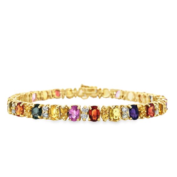 Multi-Color Sapphire and Diamond Bracelet
