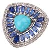 Image 1 : Turquoise, Kyanite and Diamond Ring