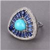 Image 2 : Turquoise, Kyanite and Diamond Ring