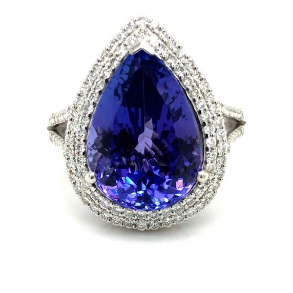Certified Platinum Tanzanite & Diamond Halo Ring