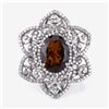 Image 1 : Cognac-Colored Dravite Tourmaline and Diamond Ring