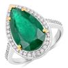 Image 1 : White Gold Zambian Emerald (5.47cts) and Diamond Ring
