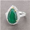 Image 2 : White Gold Zambian Emerald (5.47cts) and Diamond Ring