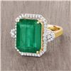 Image 1 : Large Emerald (11.52Cts) and Diamond Ring