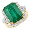 Image 2 : Large Emerald (11.52Cts) and Diamond Ring