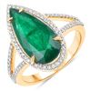 Image 1 : Pear Shaped Zambian Emerald Diamond Ring