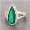 Image 2 : Pear Shaped Zambian Emerald Diamond Ring