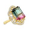 Image 3 : Large Watermelon Tourmaline and Diamond Ring