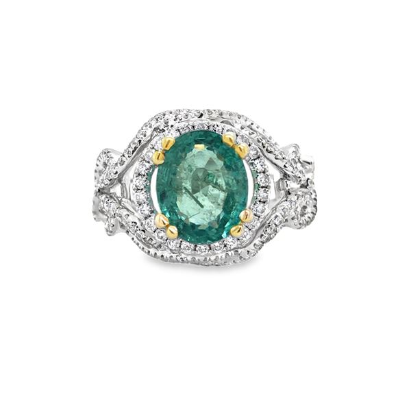 Natural Emerald and Diamond Ring