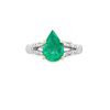Image 1 : Pear Shaped Emerald and Diamond Ring - Great Color