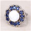 Image 1 : Coin Pearl, Kyanite, and Diamond Flower-Top Ring