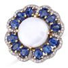 Image 2 : Coin Pearl, Kyanite, and Diamond Flower-Top Ring