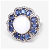 Image 3 : Coin Pearl, Kyanite, and Diamond Flower-Top Ring