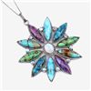 Image 4 : Colorful Turquoise, Moonstone, & Diamond Necklace