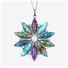 Image 5 : Colorful Turquoise, Moonstone, & Diamond Necklace