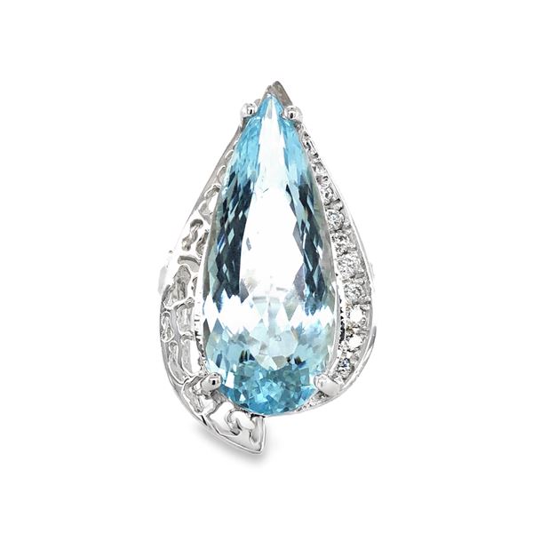 Pear Shaped Aquamarine and Diamond Ring