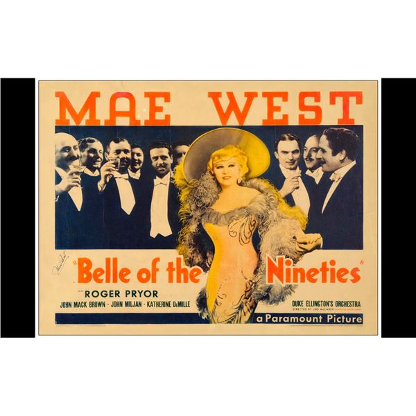 BELLE OF THE NINETIES - Half Sheet (22" x 28") Signed by Mae West (JSA COA); Fine+ on Linen