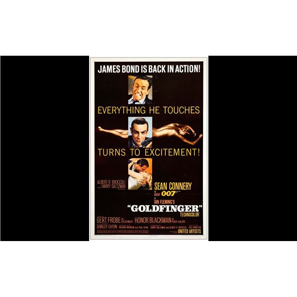 JAMES BOND: GOLDFINGER - One Sheet (27" x 41"); Glossy Style; Very Fine on Linen