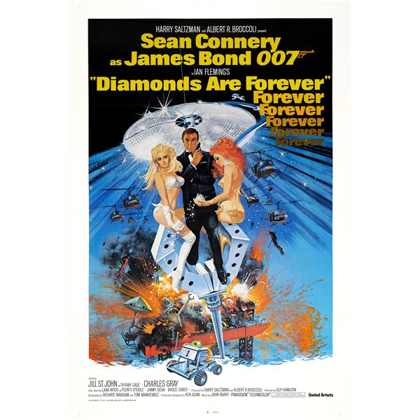 JAMES BOND: DIAMONDS ARE FOREVER - One Sheet (27" x 41"); Very Fine on Linen