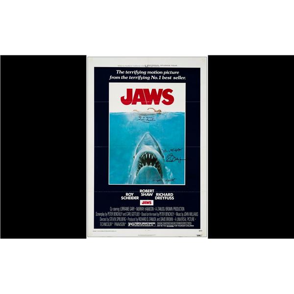 JAWS - One Sheet (27" x 41") Signed by Susan Backlinie, Richard Dreyfuss and Artist Roger Kastel (JS