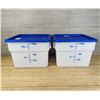 Image 1 : 12qt White Food Storage Bins with Blue Lids - Lot of 2 (4pcs) |ML5