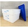 Image 2 : 12qt White Food Storage Bins with Blue Lids - Lot of 2 (4pcs) |ML5