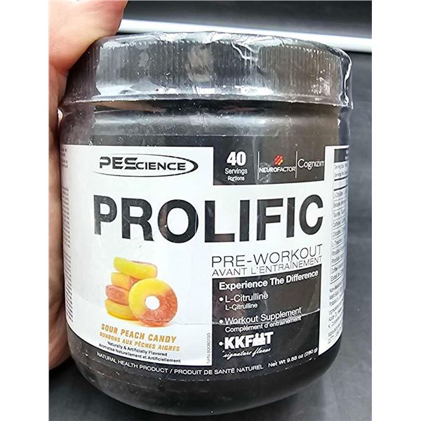 PEScience Prolific Pre-Workout, Sour Peach Candy (280g)