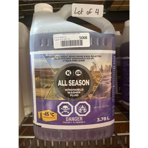 Lot of 4 Circle K All Season Windshield Washer Fluid 3.78L