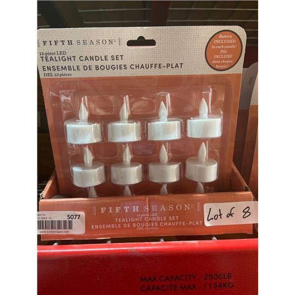 Lot of 8 Fifth Season 12-piece LED Plastic Tealight Candle Set