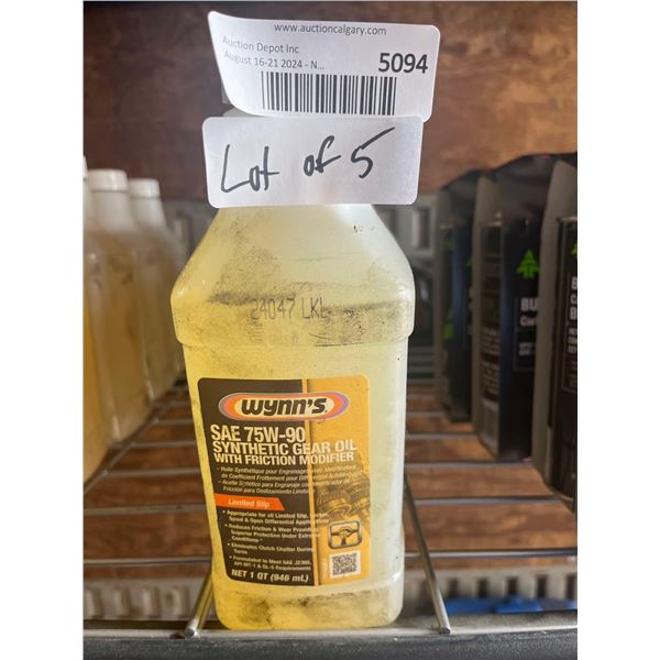 Lot of 5 Wynn's SAE 75W-90 Synthetic Gear Oil