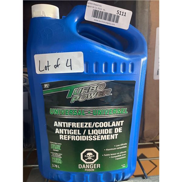 Lot of 4 Turbo Power Universal Anti-Freeze/Coolant 3.78ml