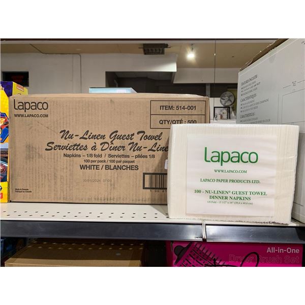 Lapaco Nu-Linen Guest Towel Napkins 1/8 Fold 100 per Pack x's 5 White