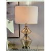 Image 1 : Style Craft Table Lamp Brushed Steel Finish Champagne Glass Lamp Body Hardback Fabric Shade