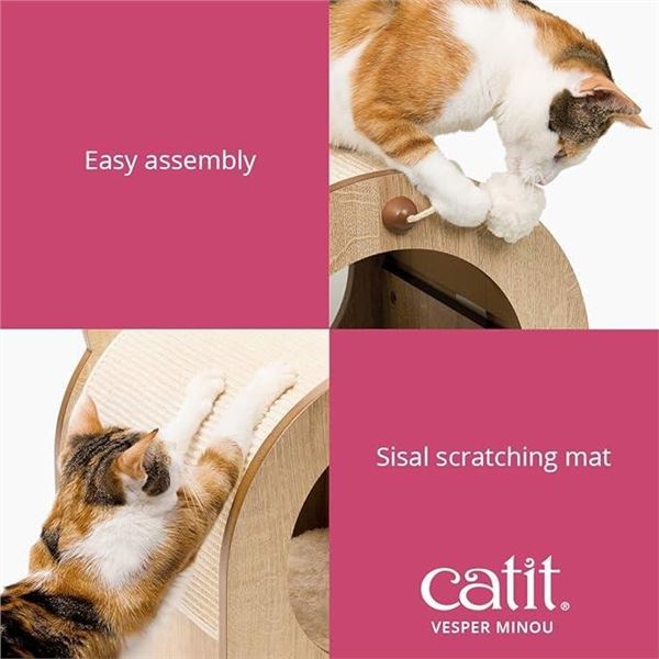 Catit Vesper 52101, Minou Bench Scratcher, One Size, Beige, Cat Scratcher Bed, Cat Scratching Board,