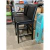 Image 2 : Lot of 2 Black And Wood Finish with Silver Trim Bar Stools