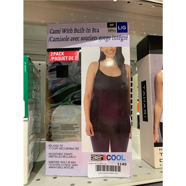 32° Cool Cami With Built In Bra Pack of 2 Size large