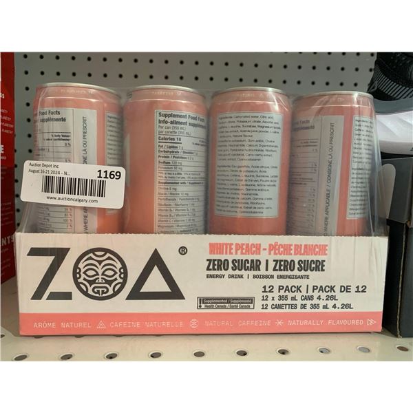 Zoa White Peach Zero Sugar Energy Drink 12 x 355ml