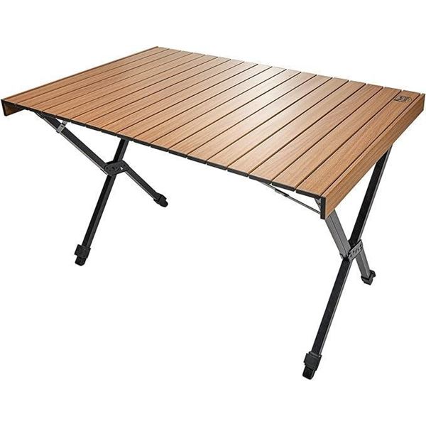 TIMBER RIDGE Folding Camping Table Adjustable Height, 4-6 Person Lightweight Aluminum Roll-up Table 