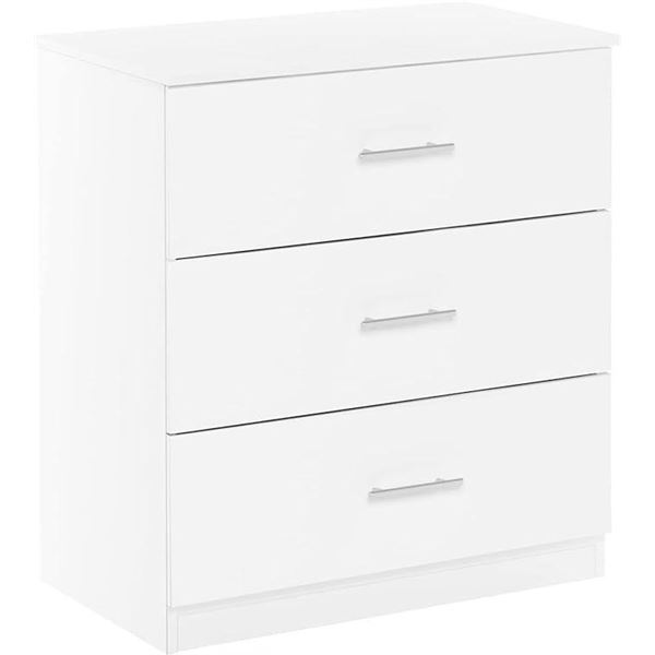 Simple Design Dresser, 3-Drawer Handle, Solid White