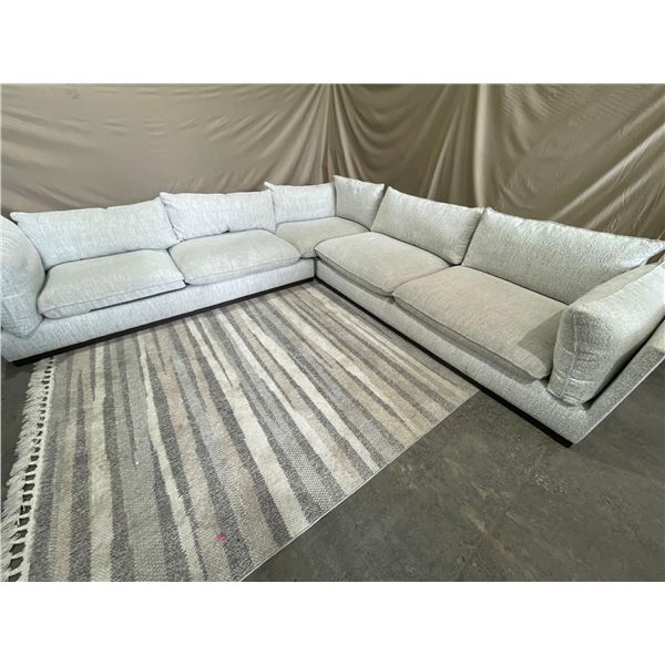 White Oversized 116" Modern Pillow Arm Feather/Memory Foam Fill 3-Piece Corner Sectional Sofa, Wheat