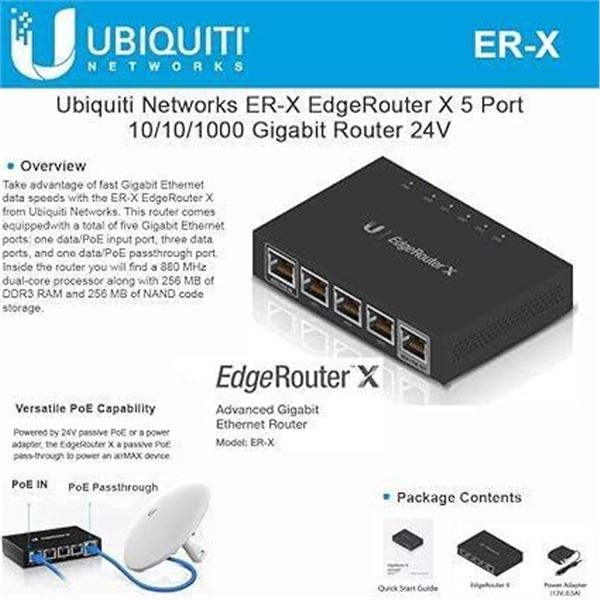 UBIQUITI ER-X Router, Black Lot of 2