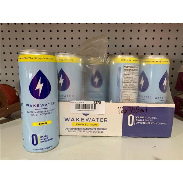 WakeWater Lemon Caffeinated Sparkling Water Beverage 12x355ml