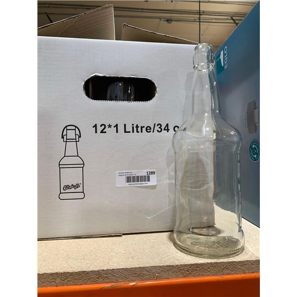 Lot of 12 1 Litre Glass Bottles No Lids