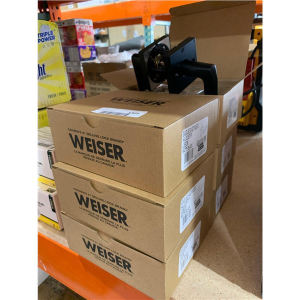 Weiser Lisbon Matte Black Hall / Closet Door Handles Lot of 6