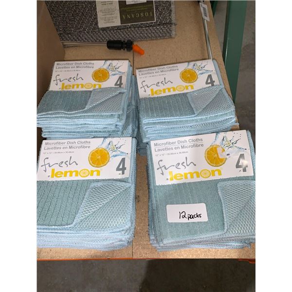 Fresh Lemon Microfiber Dish Cloths 4per pack x's 12 Packs
