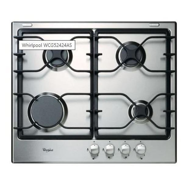 Whirlpool WCG52424AS Gas Cooktop, 24 inch Exterior Width, 4 Burners, Stainless Steel