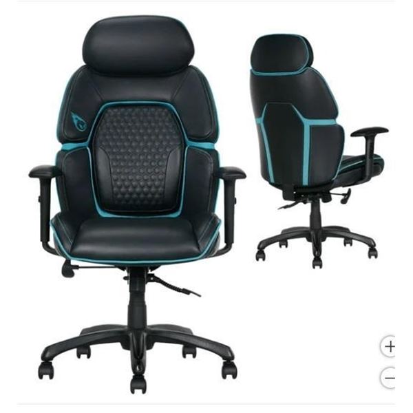 DPS Centurion Gaming Chair with Adjustable Headrest, Black and Blue