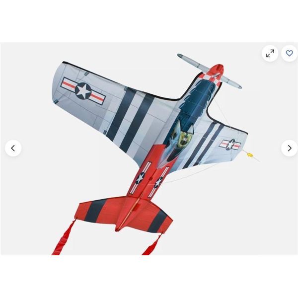 Mustang P-51 SuperSized Nylon 3D Kite Durable Fiberglass Airframe 60" Wingspan
