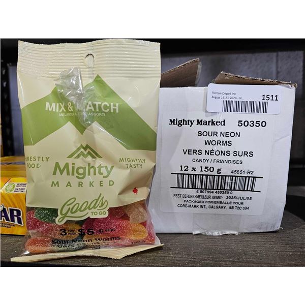 Mighty Marked Sour Neon Worms 12x150g